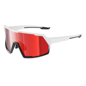 TR90 full-frame cycling sunglasses with wide-view full-coated red PC impact-resistant lens and anti-slip temples
