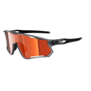 fashionable TR90 cycling sunglasses with one-piece red full flash PC lens and innovative tilt-adjustable temples